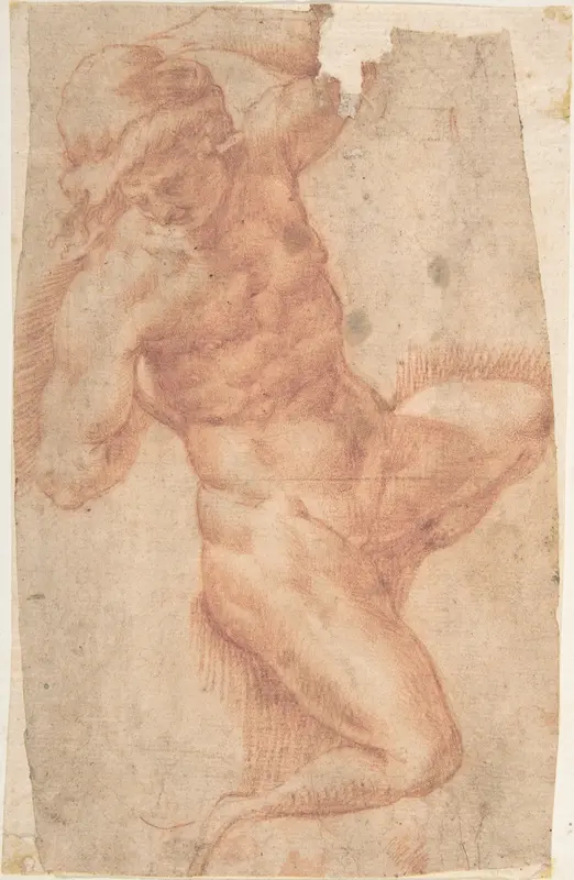 Study of a Male Nude Wall Art by Cavaliere d'Arpino (Giuseppe Cesari) - High-Resolution Digital Print