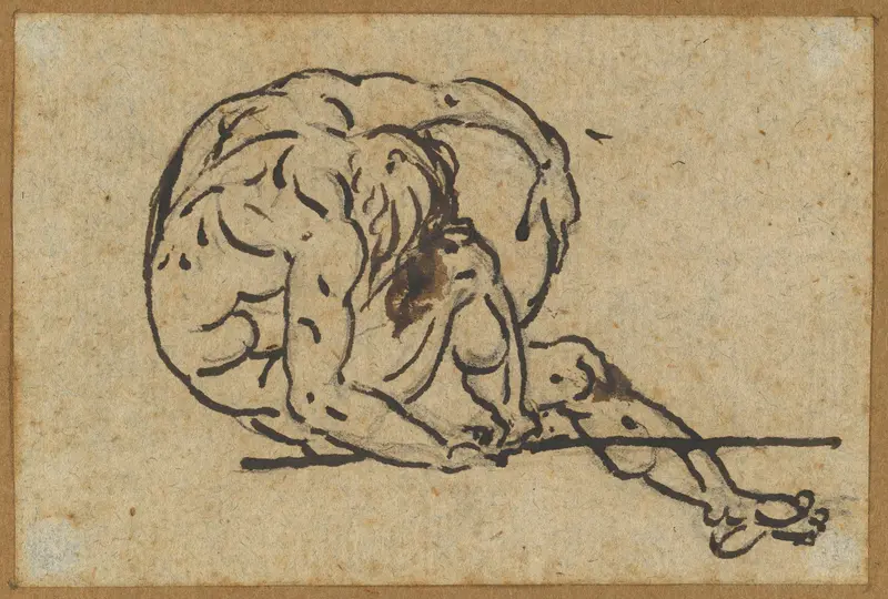 Study of a Male Nude (Althaemenes) in Despair Trying to Hide Himself Wall Art by Nicolai Abraham Abildgaard - High-Resolution Digital Print