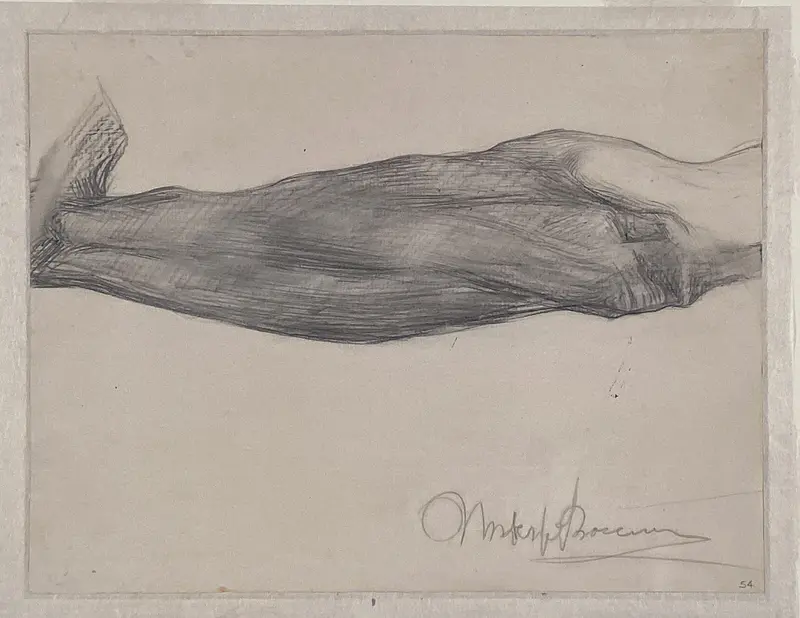 Study of a Man's Forearm (recto); Study of Extended Arms with Hands Clasped (verso) Wall Art by Umberto Boccioni - High-Resolution Digital Print