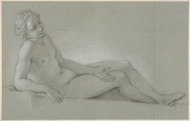 Study of a Reclining Female Nude Wall Art by Charles Antoine Coypel - High-Resolution Digital Print