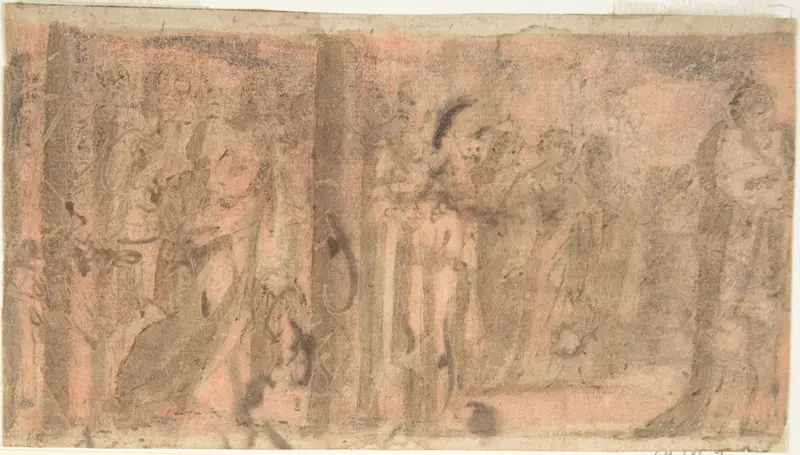 Study of a Scene of Martyrdom (recto); Study of Three Figures (verso) Wall Art by Anonymous, Italian, 16th century - High-Resolution Digital Print
