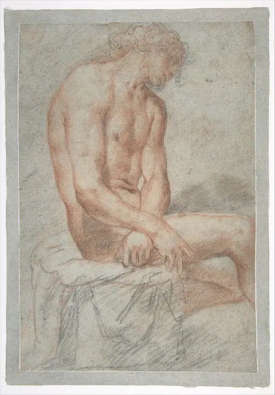 Study of a seated male figure (Ecce Homo?) Wall Art by Juan Carreño de Miranda - High-Resolution Digital Print