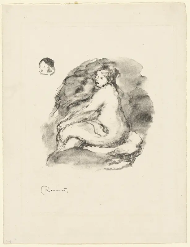 Study of a Seated Nude Woman, variant Wall Art by Pierre-Auguste Renoir - High-Resolution Digital Print