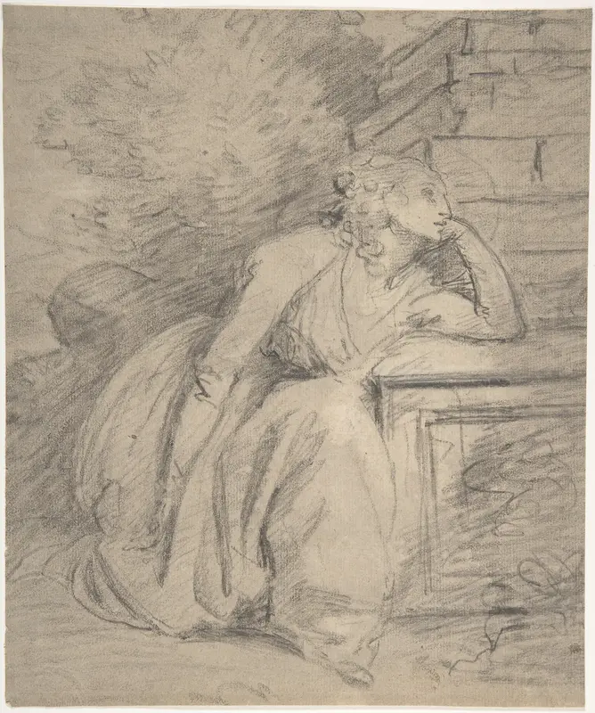 Study of a Seated Woman Wall Art by John Hoppner - High-Resolution Digital Print
