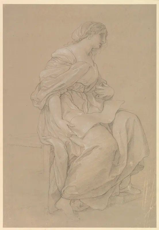 Study of a Seated Woman Wall Art by Angelica Kauffmann - High-Resolution Digital Print