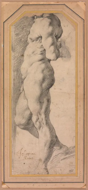 Study of a Standing Male Nude Wall Art by Giuseppe Cesari - High-Resolution Digital Print