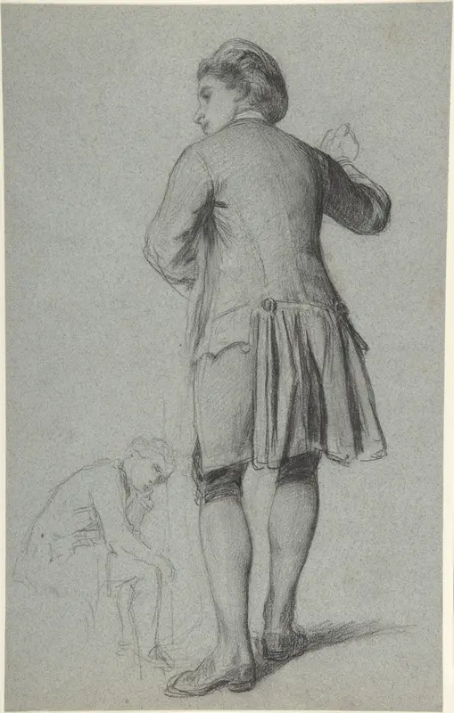 Study of a standing man knocking; sketch of a sitting man Wall Art by François-Claudius Compte-Calix - High-Resolution Digital Print