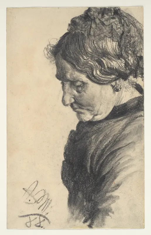 Study of a Woman Wall Art by Adolph Menzel - High-Resolution Digital Print