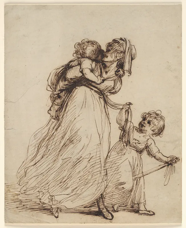 Study of a Woman and Two Children Wall Art by Sir Joshua Reynolds - High-Resolution Digital Print