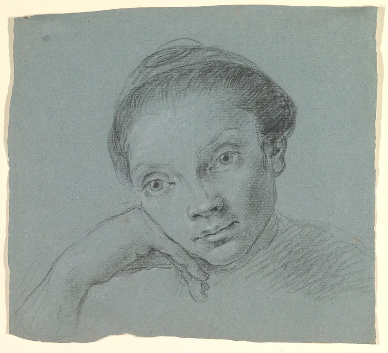Study of a Woman in Bust-Length Three-Quarter View (recto); Summary Sketch of the Same (verso). Wall Art by Anonymous, Italian, North Italy, 18th century - High-Resolution Digital Print