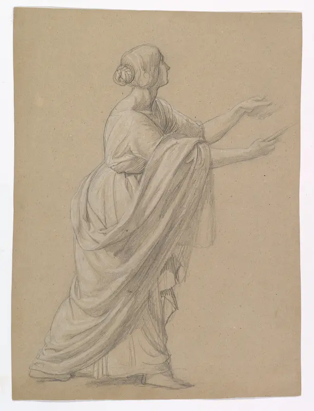 Study of a Woman Walking to the Right Wall Art by Wilhelm Schadow - High-Resolution Digital Print