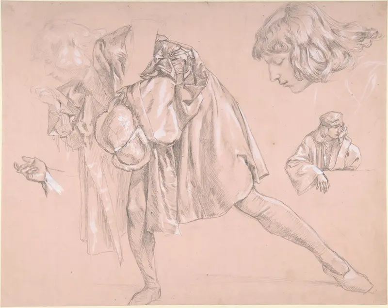 Study of a young man bending forward to kiss a hand, for the painting "The Departure of the Prodigal Son" Wall Art by James Tissot - High-Resolution Digital Print