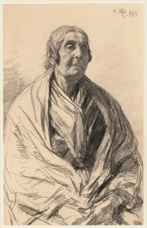 Study of an Old Woman Wall Art by August Xaver Karl von Pettenkofen - High-Resolution Digital Print
