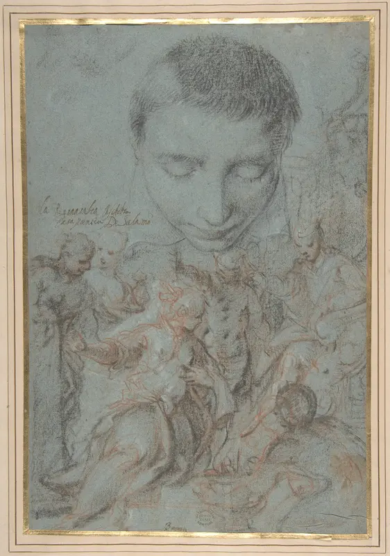 Study of Boy's Head; the Queen of Sheba Before Solomon Wall Art by Antonio Vassilacchi (called "Il Aliense") - High-Resolution Digital Print