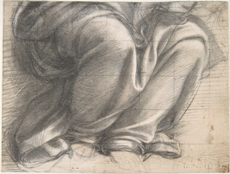 Study of Drapery over the Knees of a Seated Figure Wall Art by Fra Bartolomeo (Bartolomeo di Paolo del Fattorino) - High-Resolution Digital Print