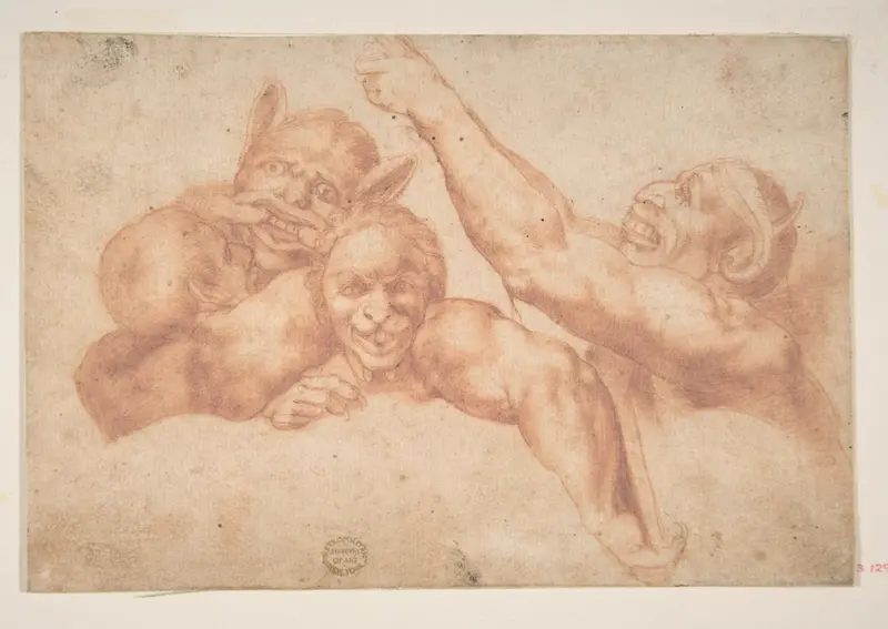 Study of Figures from Michelangelo's Last Judgment, Sistine Chapel Wall Art by Michelangelo Buonarroti - High-Resolution Digital Print