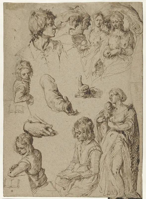 Study of hands and figures Wall Art by Jacques de Gheyn (II) - High-Resolution Digital Print
