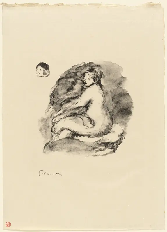 Study of Seated Female Nude, Variant Wall Art by Pierre-Auguste Renoir - High-Resolution Digital Print