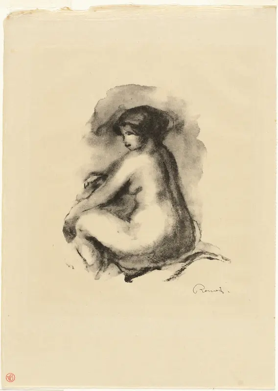 Study of Seated Nude Woman Wall Art by Pierre-Auguste Renoir - High-Resolution Digital Print