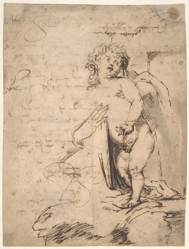 Study of the Christ Child and the Hand of the Madonna.  Verso; Profile of a Man Wall Art by Anthony van Dyck - High-Resolution Digital Print