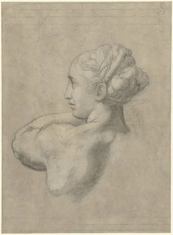 Study of the Head and Left Shoulder of a Woman Wall Art by Rafaël - High-Resolution Digital Print