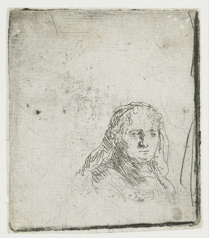 Study of the Head of a Woman Wall Art by Rembrandt van Rijn - High-Resolution Digital Print