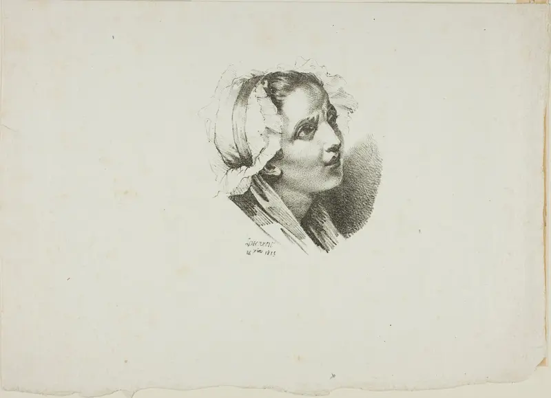 Study of the Head of a Young Girl Wall Art by Jean Antoine Laurent - High-Resolution Digital Print