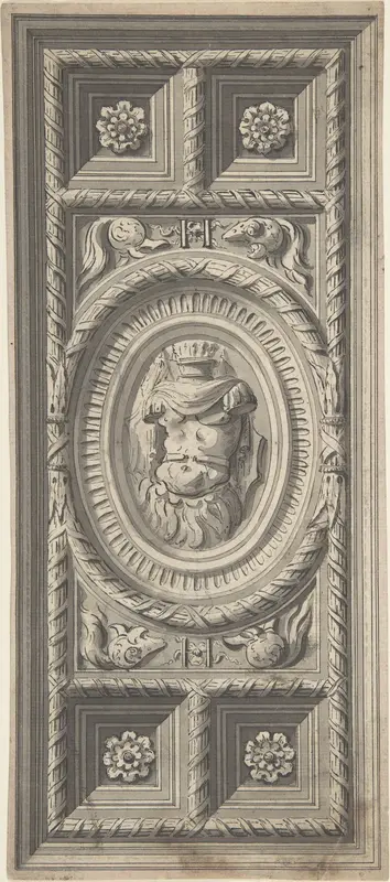 Study of the Henri II Staircase Ceiling at the Louvre Palace Wall Art by Anonymous, French, 18th century - High-Resolution Digital Print