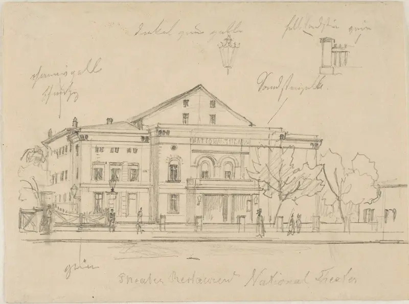 Study of the Nationaltheater, Berlin Wall Art by Eduard Gaertner - High-Resolution Digital Print