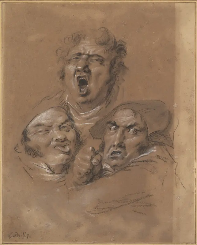 Study of Three Heads Wall Art by Louis Léopold Boilly - High-Resolution Digital Print