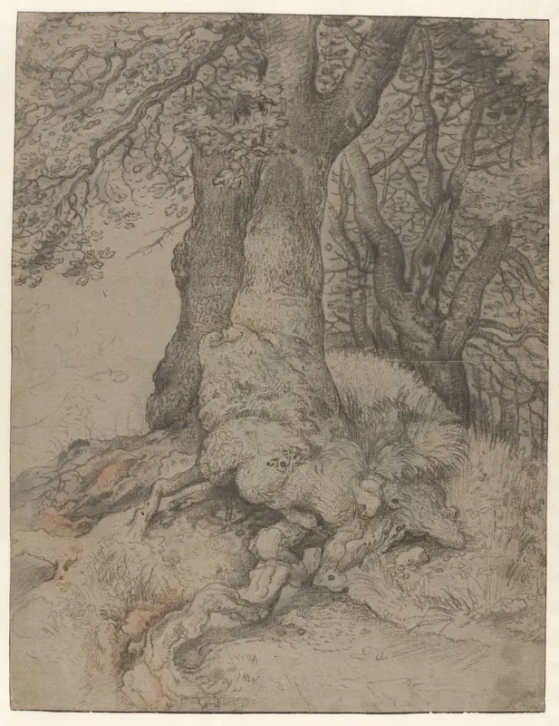 Study of Tree Trunks and Roots Wall Art by Roelant Savery - High-Resolution Digital Print