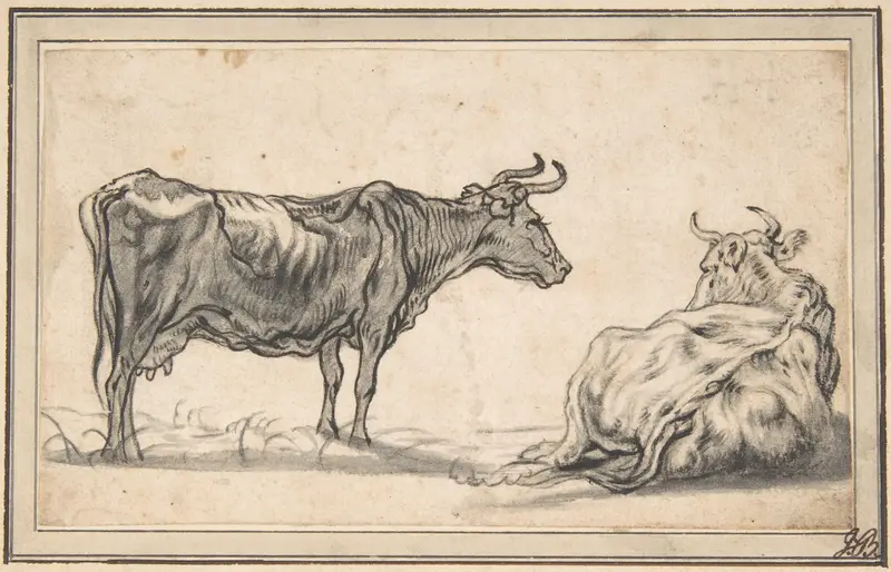 Study of Two Cows Wall Art by Aelbert Cuyp - High-Resolution Digital Print