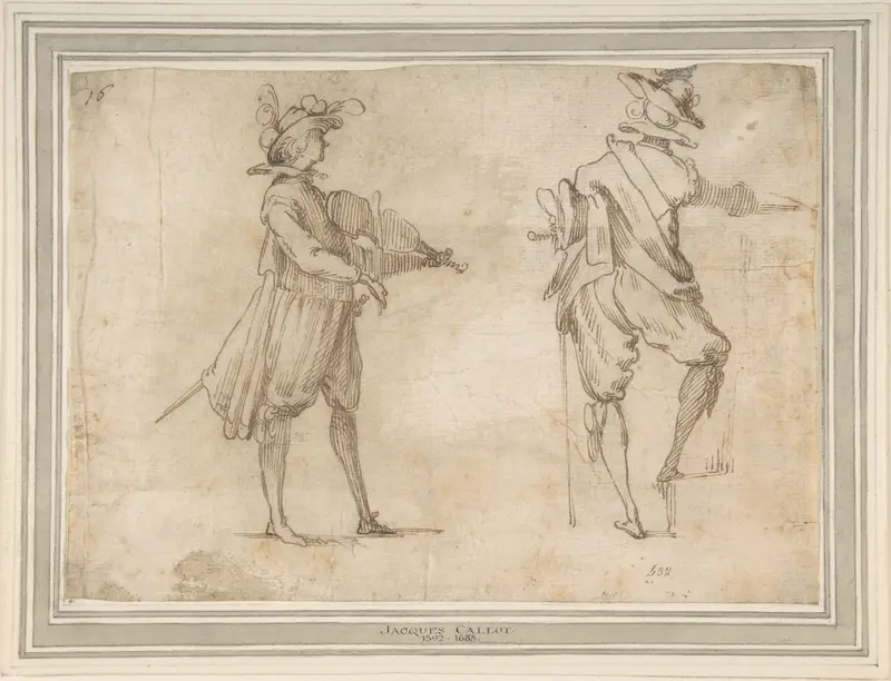 Study of Two Figures Wall Art by Jacques Callot - High-Resolution Digital Print