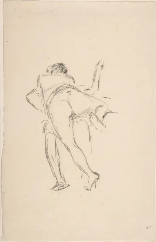 Study of two figures, one lunging at the other Wall Art by Félicien Rops - High-Resolution Digital Print