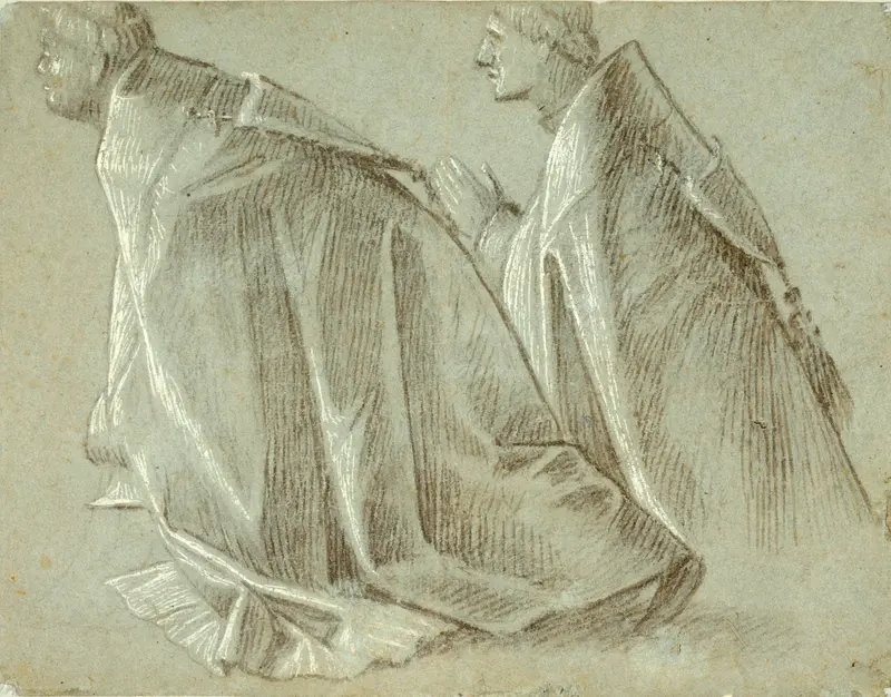 Study of Two Kneeling Clerics (recto); Study of Standing Youth (verso) Wall Art by Vittore Carpaccio - High-Resolution Digital Print
