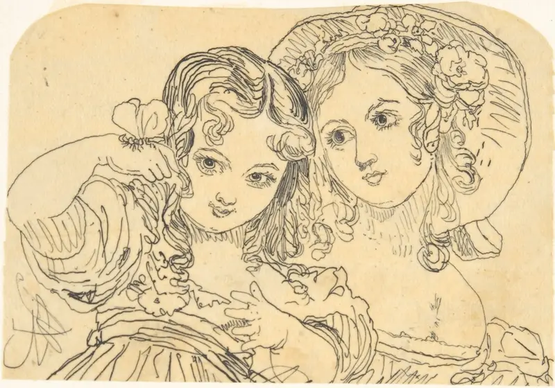 Study of Young Girls Wall Art by Rodolphe Bresdin - High-Resolution Digital Print