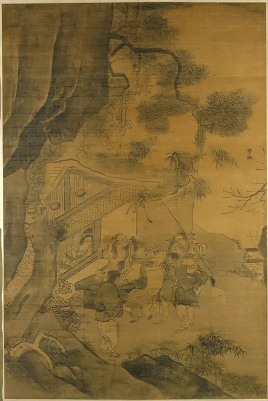 Studying a painting Wall Art by Zhang Lu - High-Resolution Digital Print