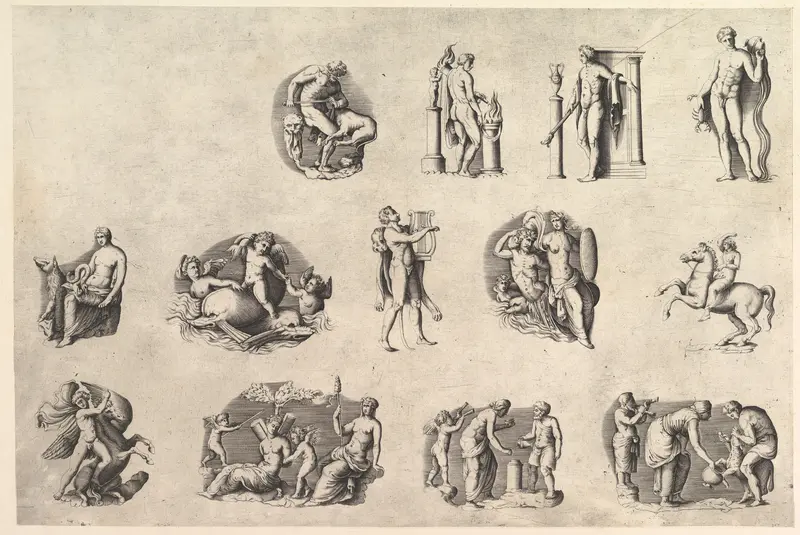 Subjects after Antique Cameos and Gems, from "Speculum Romanae Magnificentiae" Wall Art by Anonymous, Italian, 16th century - High-Resolution Digital Print