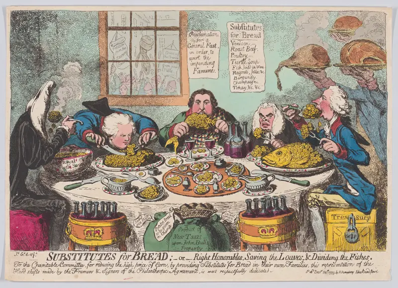 Substitutes for Bread;–or–Right Honorables, Saving the Loaves, & Dividing the Fishes Wall Art by James Gillray - High-Resolution Digital Print