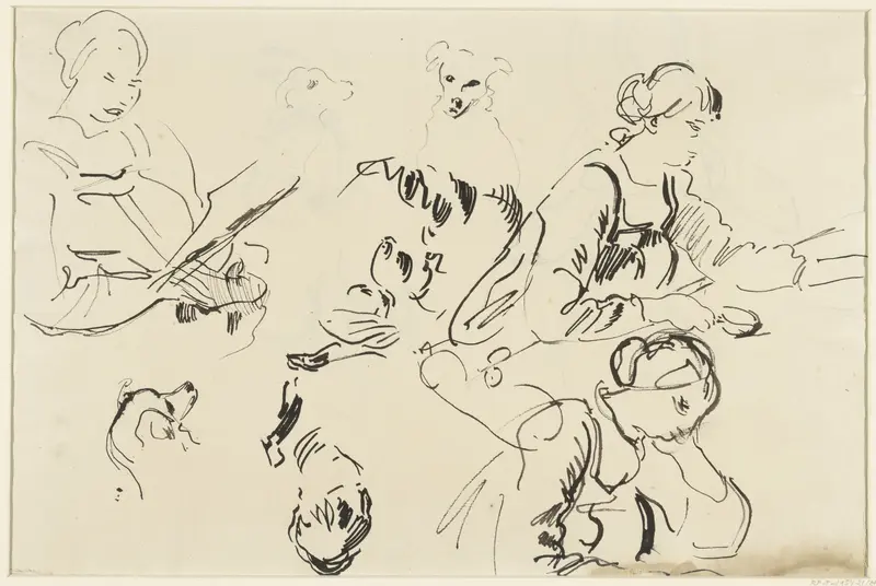 Sudies van een lezende vrouw en een hond Wall Art by Rik Wouters - High-Resolution Digital Print