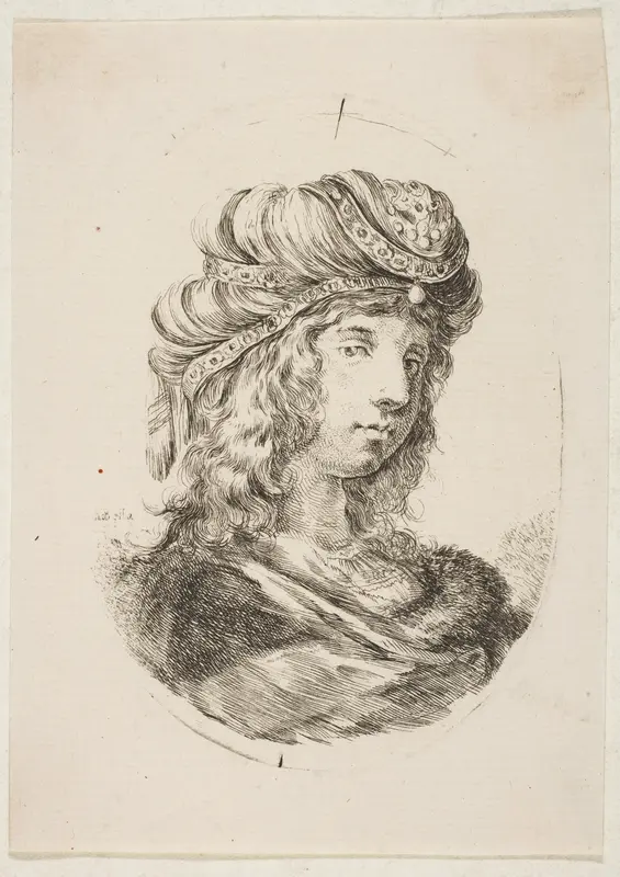 Sultan wearing a fur and a turban, from 'Several heads in the Persian style' (Plusieurs têtes coiffées à la persienne) Wall Art by Stefano della Bella - High-Resolution Digital Print