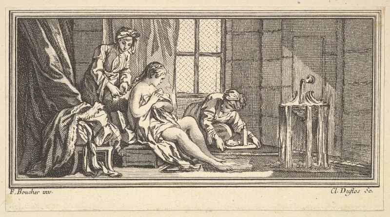 Sultana at Her Toilet Wall Art by Claude Augustin Duflos le Jeune - High-Resolution Digital Print
