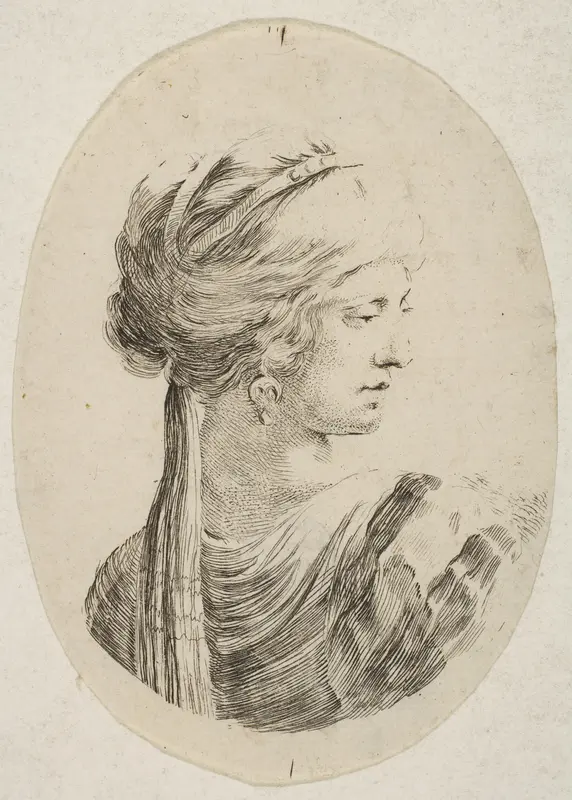 Sultana wearing a turban, in profile to the right, from 'Several heads in the Persian style' (Plusieurs têtes coiffées à la persienne) Wall Art by Stefano della Bella - High-Resolution Digital Print