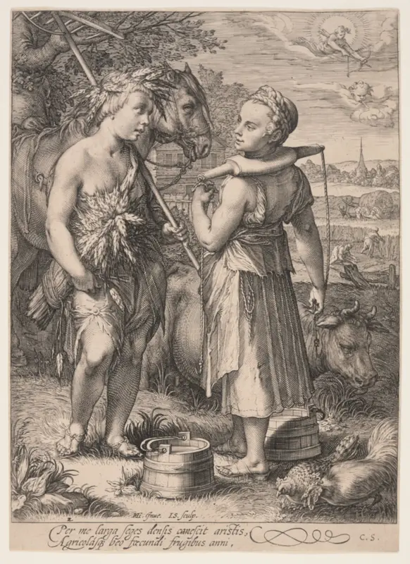 Summer (Boy with Sheaf of Wheat and Girl Wearing a Yoke), from The Four Seasons