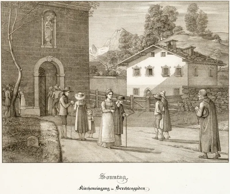 Sunday: Going to Church Near Berchtesgaden Wall Art by Ferdinand Olivier - High-Resolution Digital Print