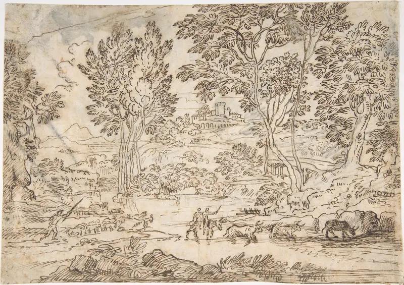 Sunrise (recto); Landscape with Figures (verso)