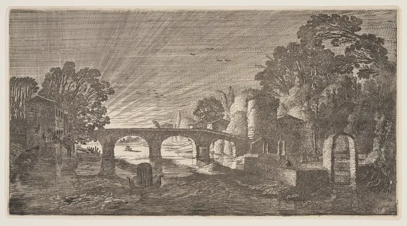 Sunset over a River, from Landscapes (Playsante Lantschappen)