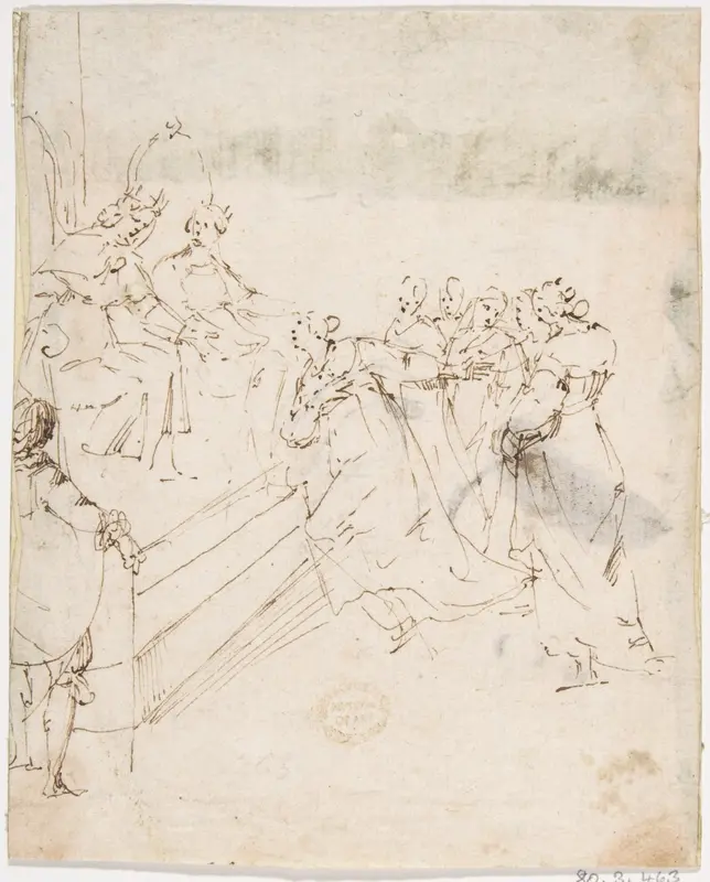 Supplicants before an Enthroned King and Queen Wall Art by Francesco Allegrini - High-Resolution Digital Print