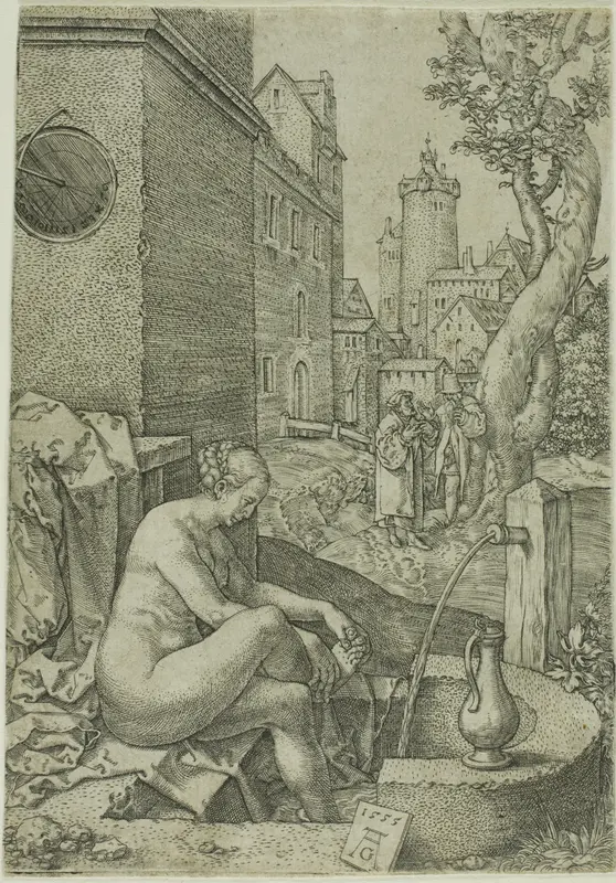 Susanna Surprised by the Elders, from The Story of Susanna Wall Art by Heinrich Aldegrever - High-Resolution Digital Print