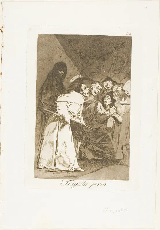 Swallow it, dog, plate 58 from Los Caprichos